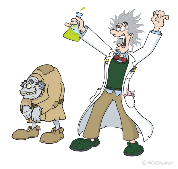 Mad scientist cartoon character | A crazy scientist concocting potions! 