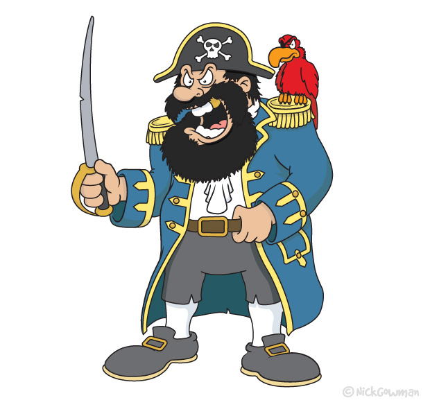 Cartoon Pirate captain | Ruling the seven seas, here come the Pirates!
