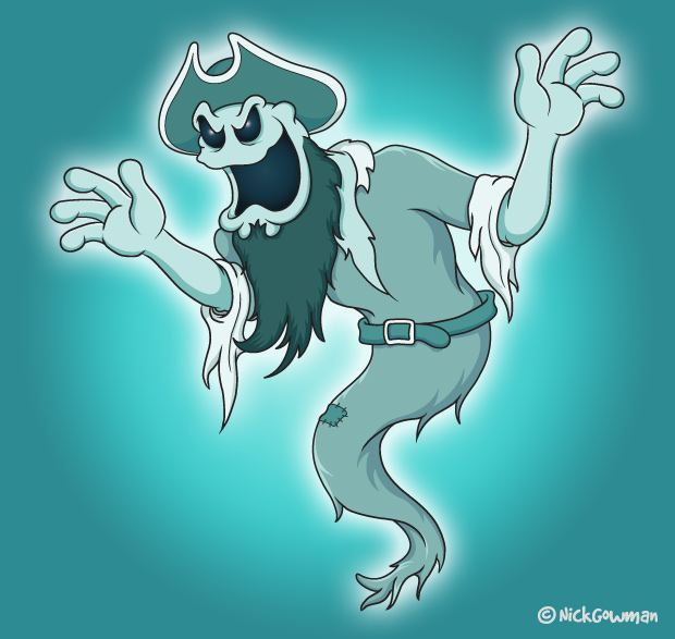 Pirate ghost cartoon | A spooky cartoon ghost, out to scare pirates!