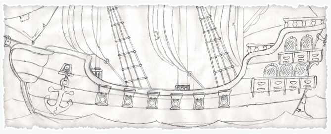 Cartoon Pirate Ship Sketch