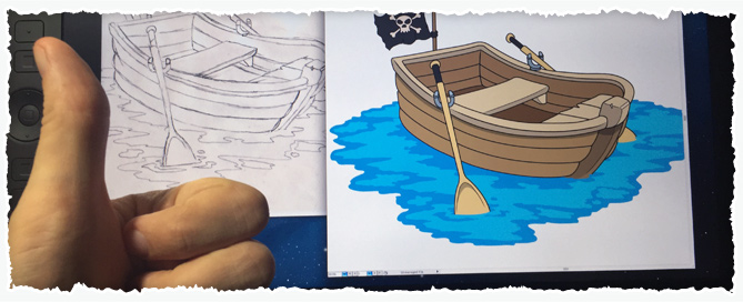 Cartoon rowboat created on my Wacom tablet