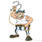 Cartoon Pirate with Grapple Hook