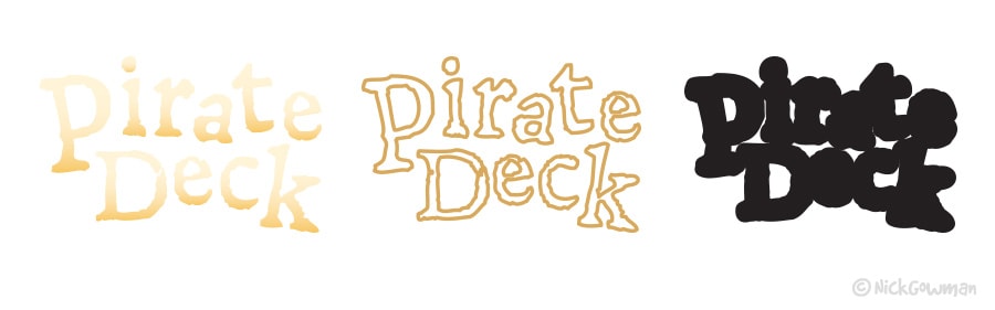 multiple colour layers used on pirate lettering