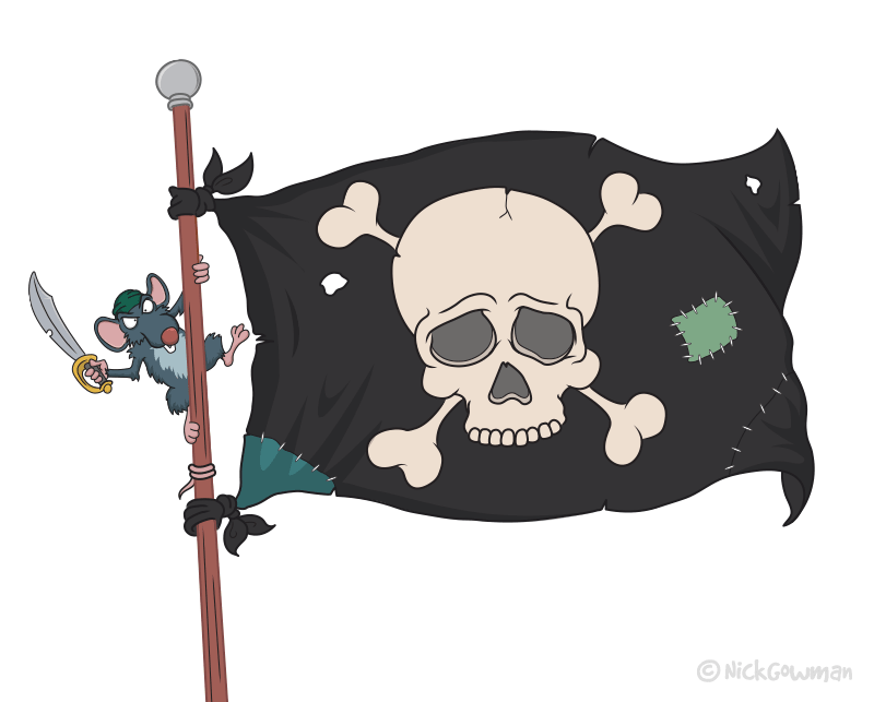Cartoon Jolly Roger pirate flag