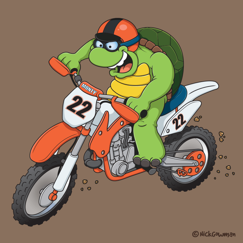 Cartoon Turtle Motocross Logo