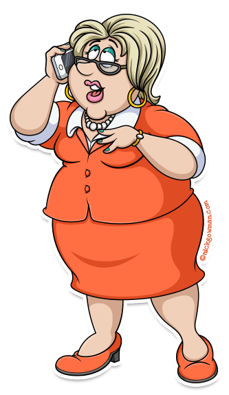 cartoon businesswoman on phone