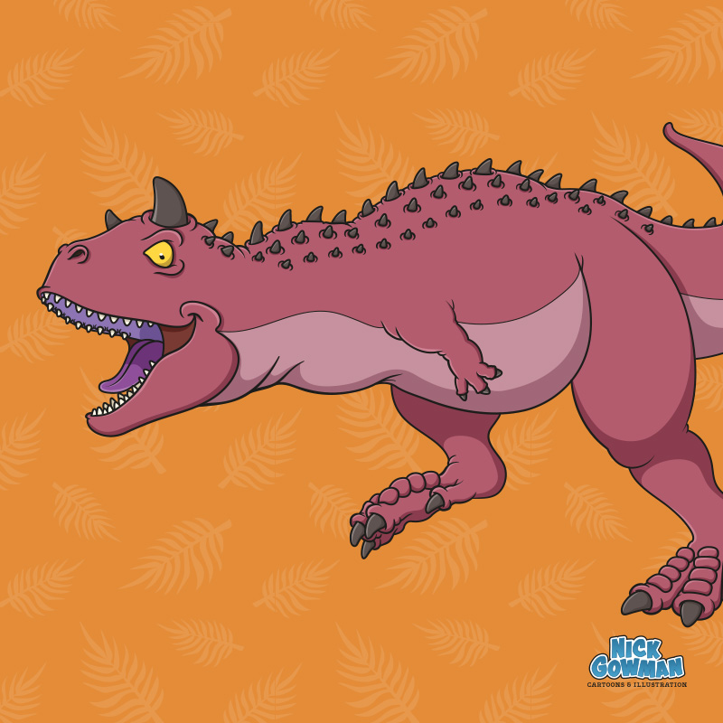 cartoon carnotaurus dinosaur