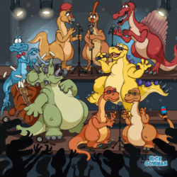 Cartoon dinosaur band