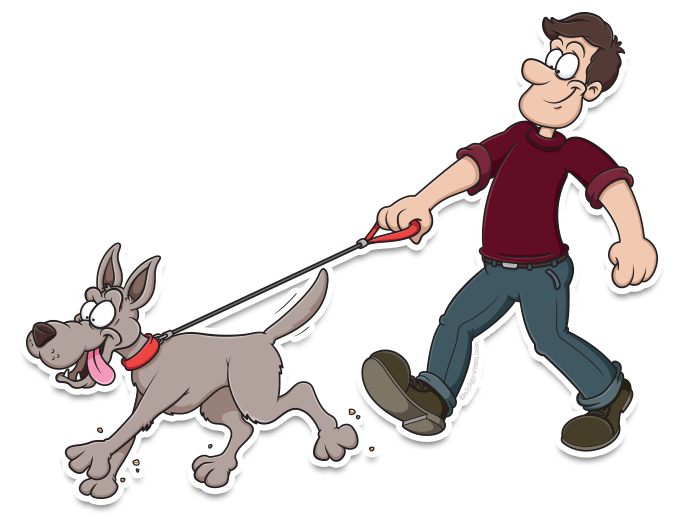 cartoon dog walker character design