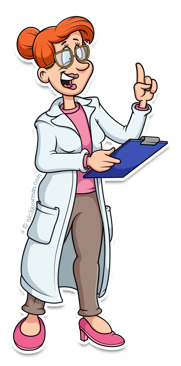 Cartoon female scientist