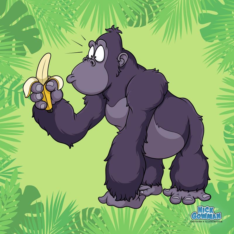 Cartoon Gorilla | Cartoon illustration by Nick Gowman