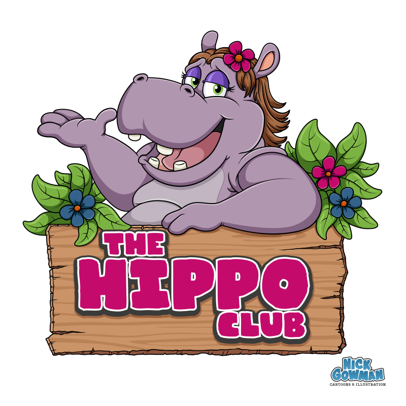 Cartoon Hippo Club Logo
