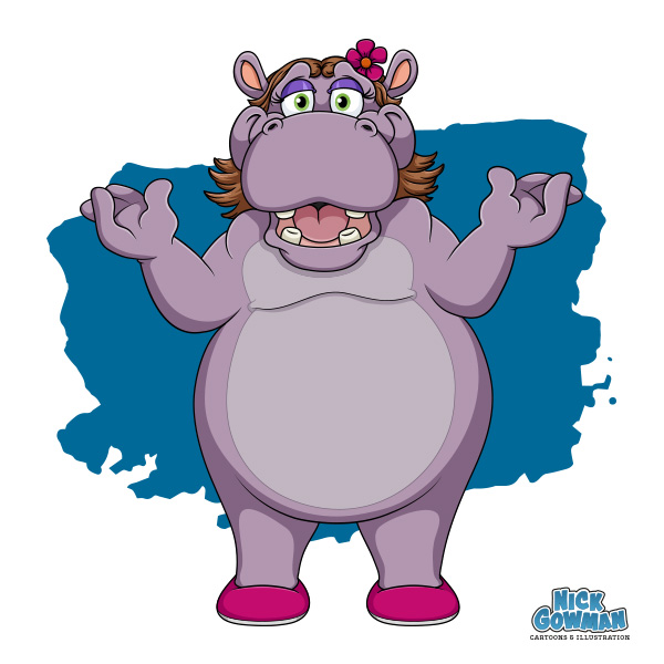 Cartoon hippo talking