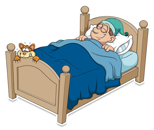 cartoon man in bed dreaming