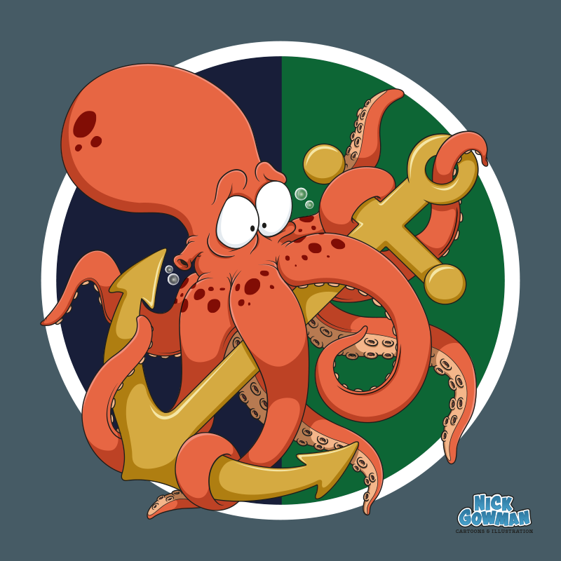 Cartoon Octopus Anchor Logo