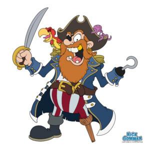 Cartoon Pirate captain | Fierce cartoon pirate with parrot