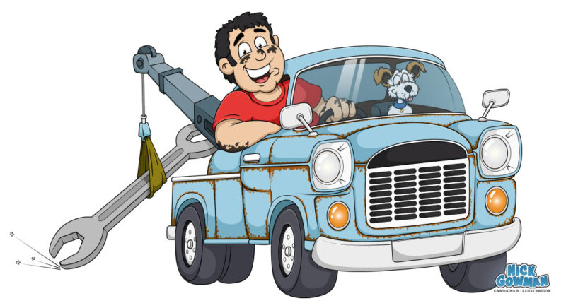 Cartoon recovery truck | Cartoon recovery truck logo design