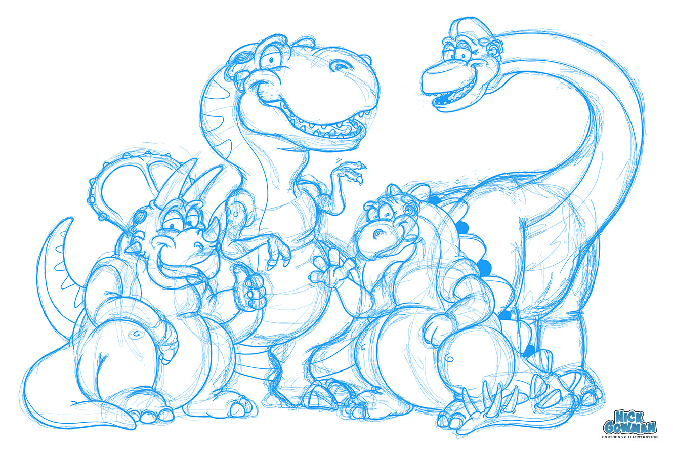 Dinosaur character rough sketch