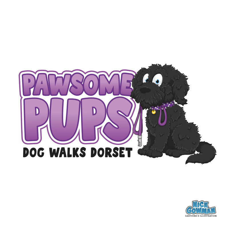Dog Walking Cartoon Logo