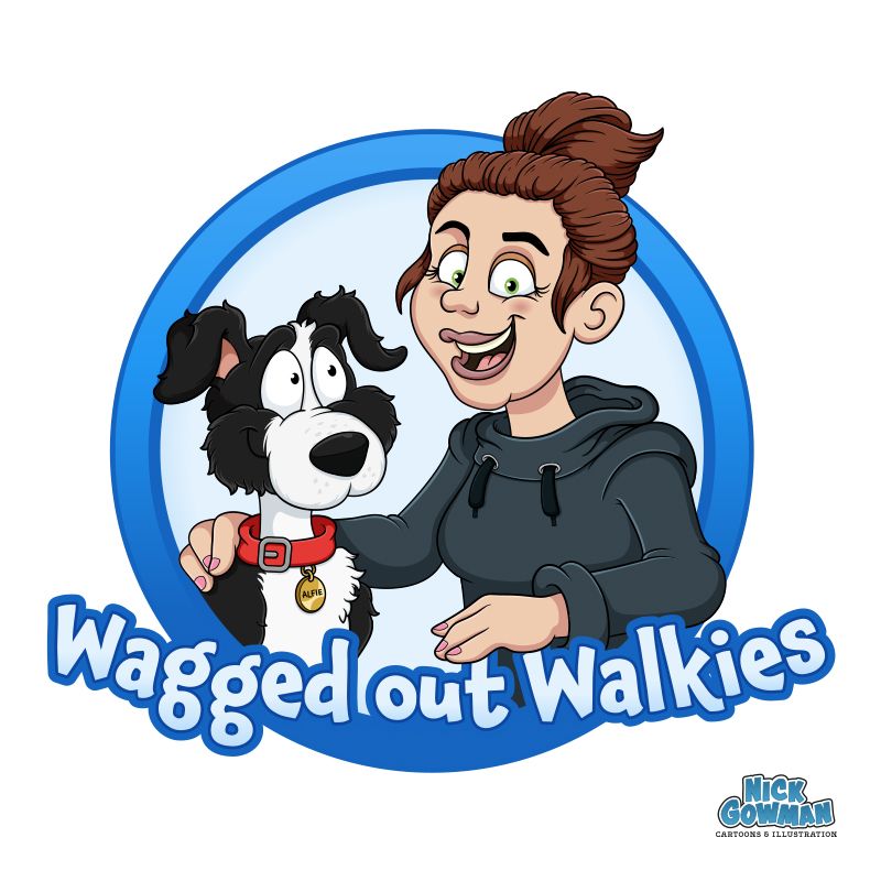 Dog Walking Services Cartoon Logo