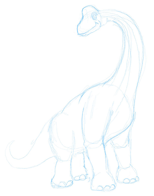 starting to draw cartoon dinosaurs