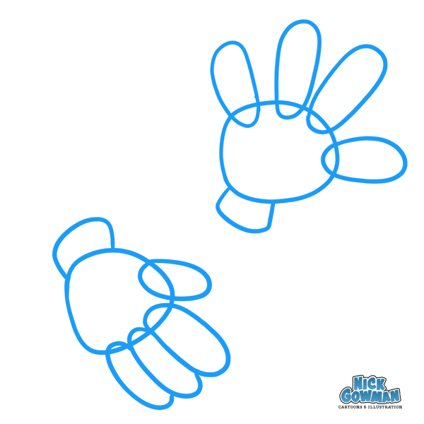Add some sausage shapes to our cartoon hand