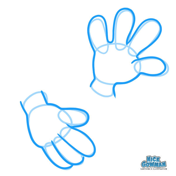 Bring the cartoon hand together with a simple outline