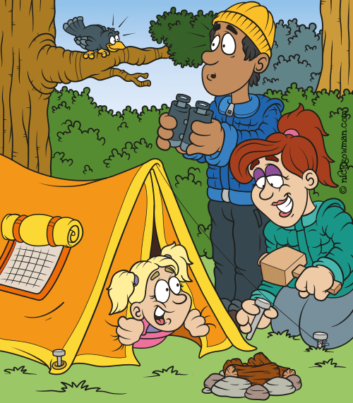 Family Camping Cartoon