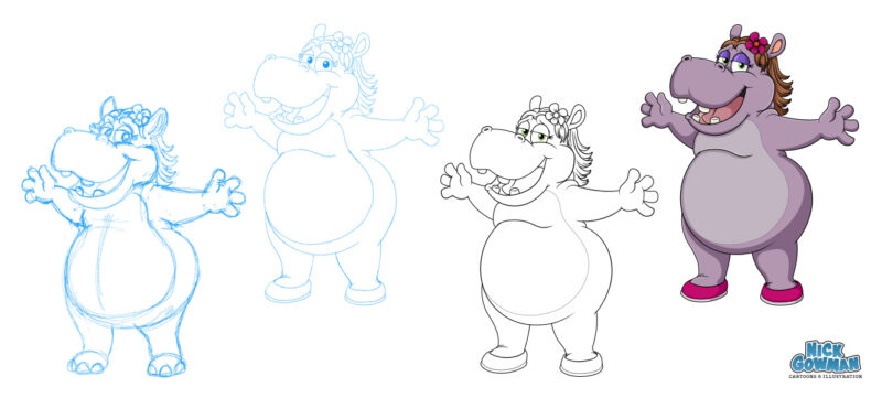 Hippo Cartoon Character Design