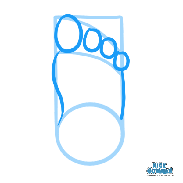 Draw in some simple ovals for toes