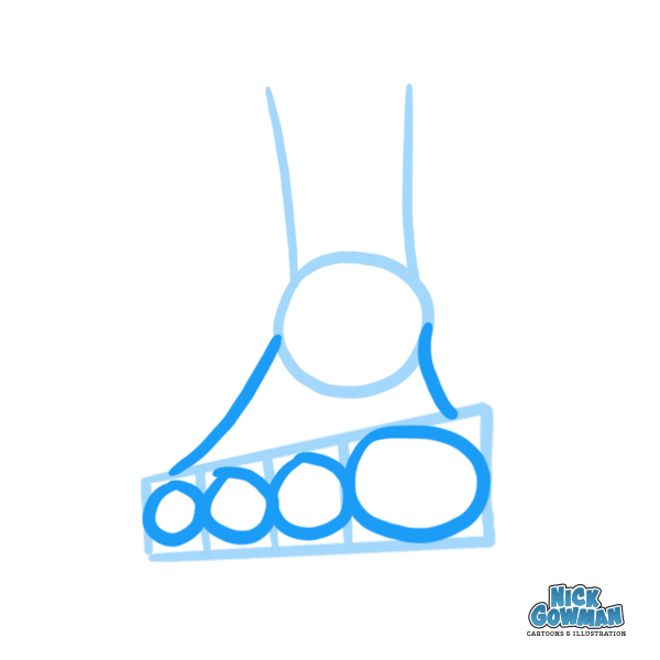 Add in a series of ovals to form the toes