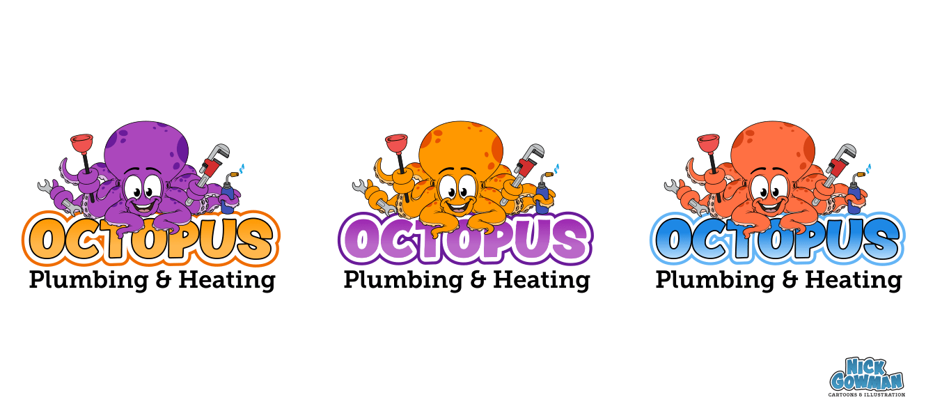 octopus plumbing logo colour variations