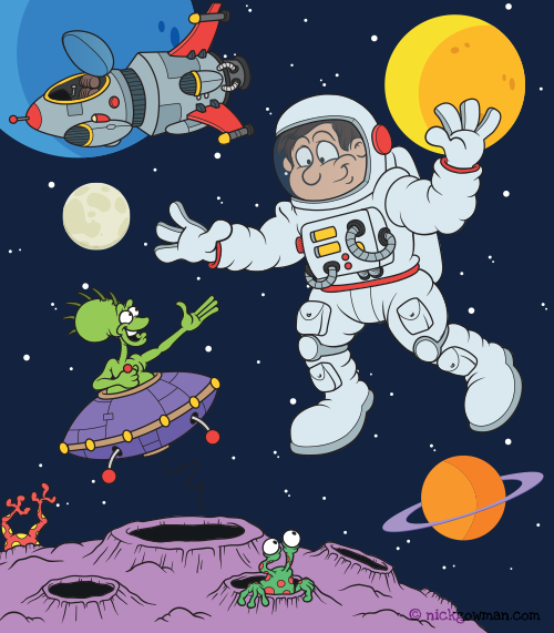 Outer Space Children's Book Illustration