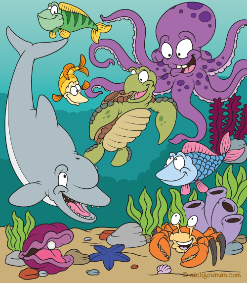 Sea Life Children's Book Illustration